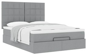 Estrutura de cama otomana com colchão 140x190 cm cinzento claro