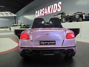 Carro elétrico infantil 12V Bentley Continental, telecomandado, , pneus de EVA, assento em pele cor rosa metalizado