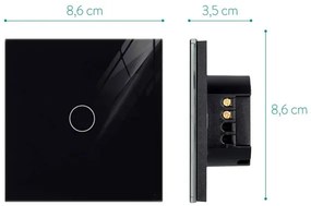 IInterruptor táctil com regulação luminosidade WiFI-Voice, Painel frente preto vidro temperado