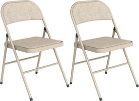 HOMCOM Conjunto de 2 Cadeiras Dobráveis com Encosto e Estrutura de Aço para Sala de Estar escritório Estúdio 45x46x78 cm Bege | Aosom Portugal