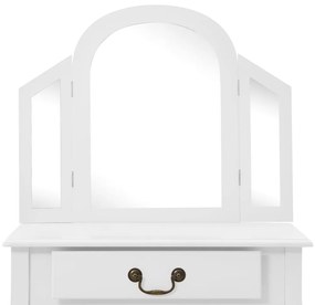 Toucador c/ banco 65x36x128 cm MDF e madeira paulownia branco