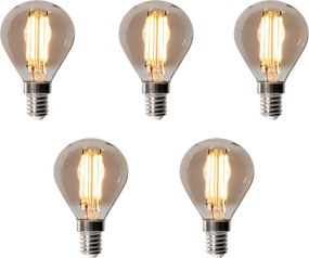 Conjunto de 5 Lâmpadas LED E14 Reguláveis P45 Fumê 5W 470LM 2200K