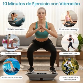 Plataforma vibratória com sensor de gravidade, 10 intensidades ajustáveis, comando à distância Bluetooth, máquina de treino para uso doméstico, cinzen