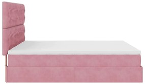 Estrutura de cama otomana com colchões 180x200 cm veludo rosa