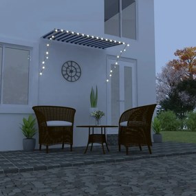 vidaXL Toldo retrátil com LED 250x150 cm azul e branco
