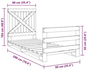 Estrutura de cama com cabeceira 90x200 cm pinho maciço