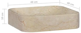 Lavatório 40x40x10 cm mármore cor creme