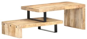 2 pcs conjunto de mesas de centro madeira de mangueira maciça