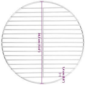Grelha para churrasco redonda Ø34,5 cm aço inoxidável 304