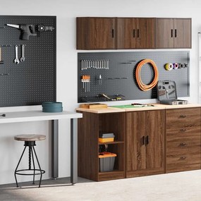 vidaXL Armários de garagem 2pcs derivados de madeira carvalho castanho