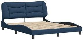 Estrutura de cama sem colchão 160x200 cm tecido azul