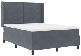 Cama Box Spring com Colchão e LED Cinza Escuro 160x200 cm Veludo