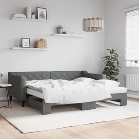 vidaXL Sofá-cama c/ gavetão e colchões 90x190cm tecido cinzento-escuro