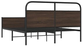 Estrutura cama sem colchão 160x200 cm metal carvalho castanho