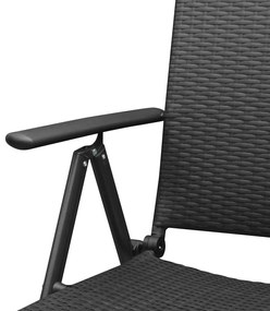 Cadeiras de jardim empilháveis 2 pcs vime PE preto