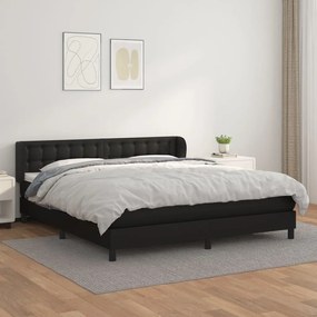 vidaXL Cama com molas/colchão 160x200 cm couro artificial preto