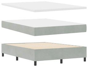 Cama com estrado e colchão cinza claro 140 x 200 cm em veludo