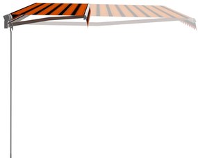 Toldo retrátil manual 450x300 cm laranja e castanho