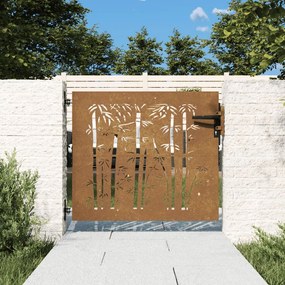 Portão de jardim 85x75 cm aço corten design bambu