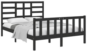 Estrutura cama pequena casal 120x190 cm pinho maciço preto