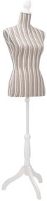 Busto manequim de senhora linho com riscas