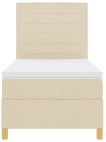 Cama Box Spring com Colchão Creme Cama de Solteiro Tecido
