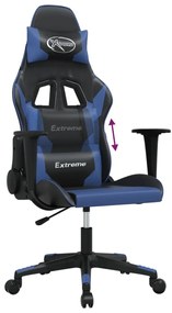 Cadeira gaming de massagens couro artificial preto e azul