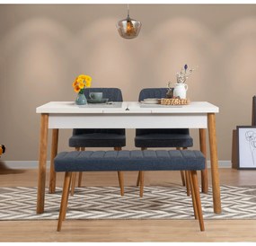 Conjunto de Mesa de Jantar Extensível Santiago – Pinho Atlântico e Azu