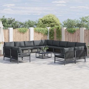 vidaXL Conjunto de Sofá de Jardim 13 pcs Cinzento-escuro Aço
