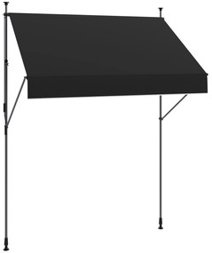 Outsunny Toldo Manual Retrátil 200x120 cm Toldo Exterior Enrolável Altura Ajustável com Manivela 210-310 cm Proteção UV30+ Preto