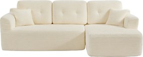Sofá modular de canto com Chaise long à direita, 150 x 244 x 73 cm branco creme