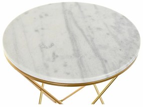 Mesa de apoio DKD Home Decor Dourado Metal Mármore (50 x 50 x 59,5 cm)