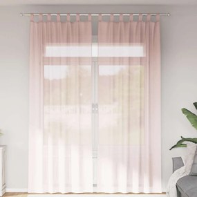 Cortinas de voile com laços 2 pcs rosa-claro 140x260 cm