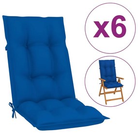 314265 vidaXL Almofadões para cadeiras de jardim 6 pcs azul real 120x50x7 cm