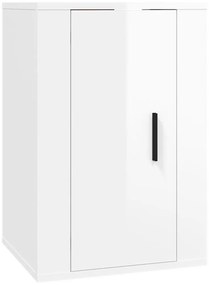 5 pcs conjunto móveis de TV madeira processada branco brilhante