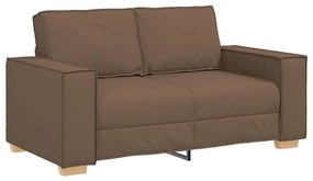 Conjunto de Sofá de 3 Peças com Almofadas em Tecido Castanho