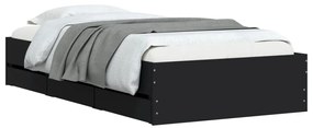 Estrutura de cama c/ gavetas 90x200 cm derivados madeira preto