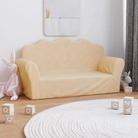 vidaXL Sofá infantil de 2 lugares pelúcia cor creme
