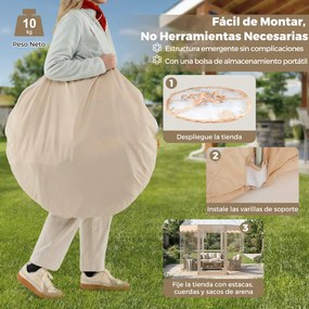 Tenda jardim tipo bolha para 8-10 pessoas 305 x 305 x 210 cm, em PVC transparente panorâmico de 540°, com proteção contra o frio Transparente