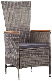 3 pcs conjunto de jantar para jardim cinzento