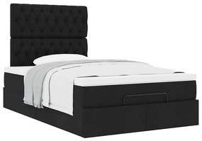 moldura de cama síriaXL otomana com colchão preto tecido