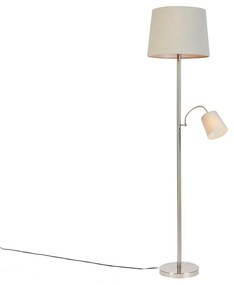 LED Candeeiro de pé inteligente em aço com abajur cinzento incl. Wifi A60 e E14 - Retro Clássico / Antigo
