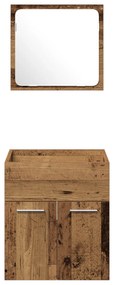 Conjunto de Móveis para Casa de Banho 3 Peças Madeira Antiga