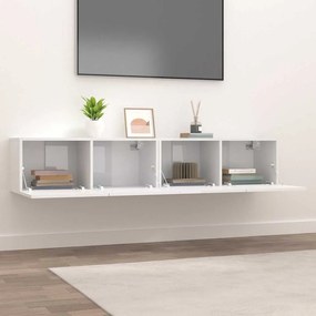 Móveis TV 2pcs 80x30x30cm derivados de madeira branco brilhante