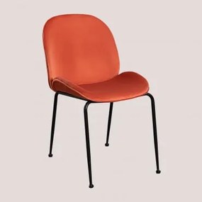 Pack de 4 Cadeiras em Veludo Pary Vermelho Tijolo & Negro - Sklum