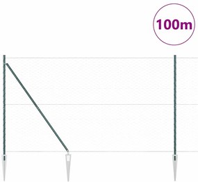 Cerca Hexagonal vidaXL Verde 1,5x100 m Aço