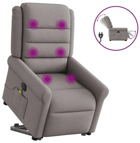 vidaXL Poltrona elétrica elevatória massagens tecido cinza-acastanhado