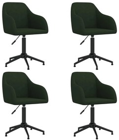 vidaXL Cadeiras de jantar giratórias 4 pcs veludo verde-escuro