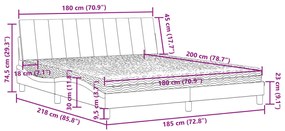 Cama com colchão 180x200 cm veludo cinzento-escuro