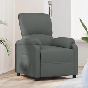 vidaXL Poltrona reclinável tecido cinzento-escuro